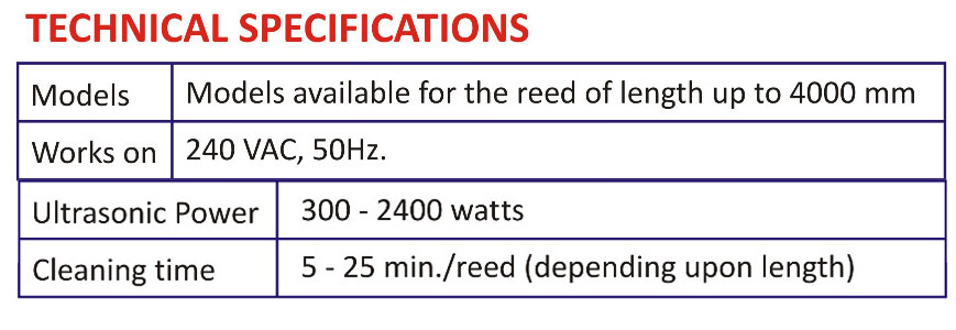 ULTRA SONIC REED & PARTS CLEANING